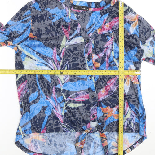 Just Elegance Women's Multicoloured Floral 3/4 Sleeve Button Blouse M
