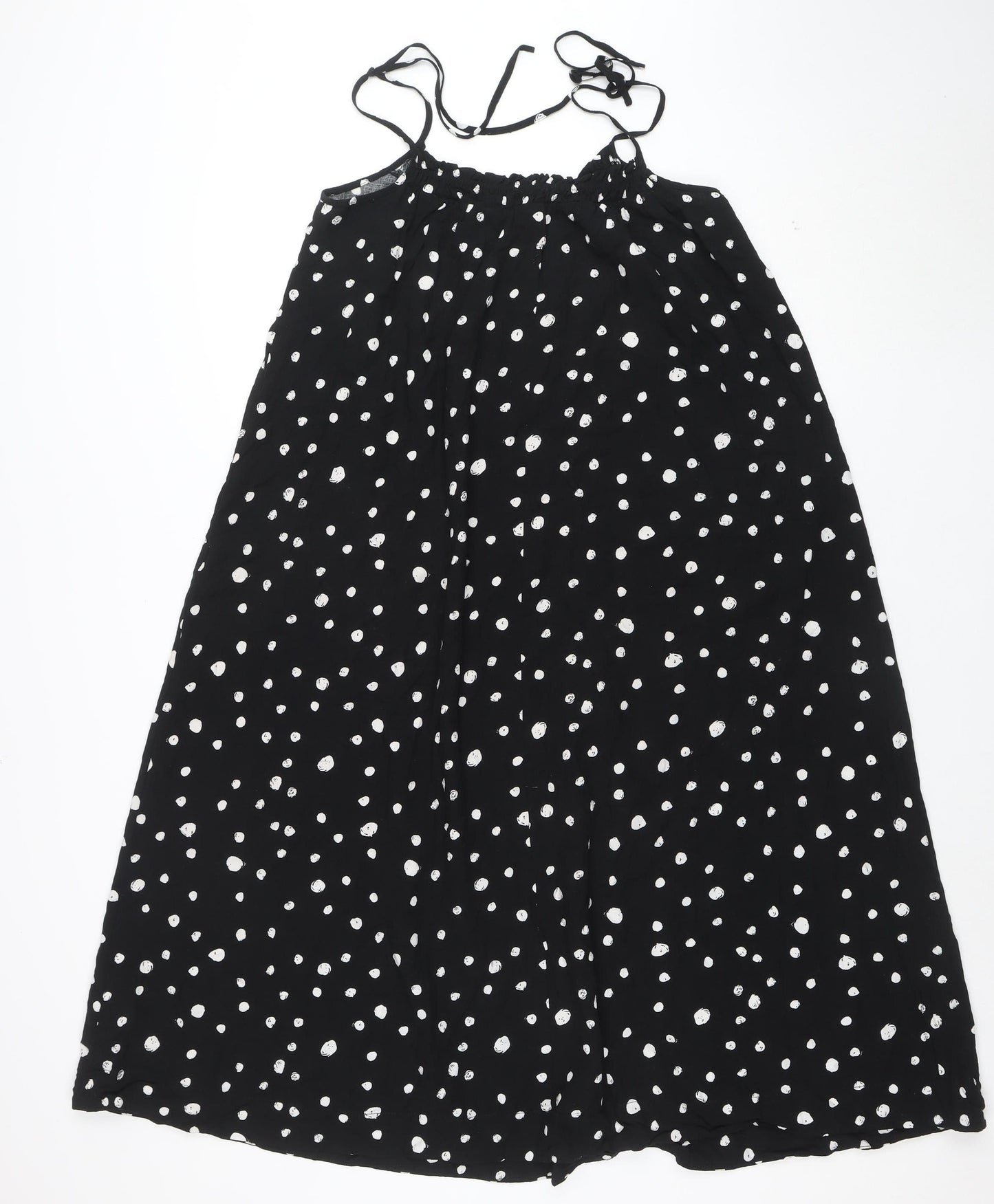 Grace & Mila Women's Black Polka Dot Halter Slip Dress L