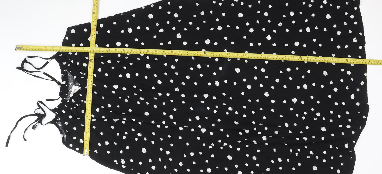 Grace & Mila Women's Black Polka Dot Halter Slip Dress L