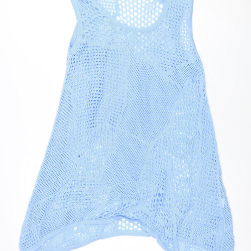 Eight Eight Eight Women’s Blue Open Knit Sleeveless Cotton Tunic Jumper M