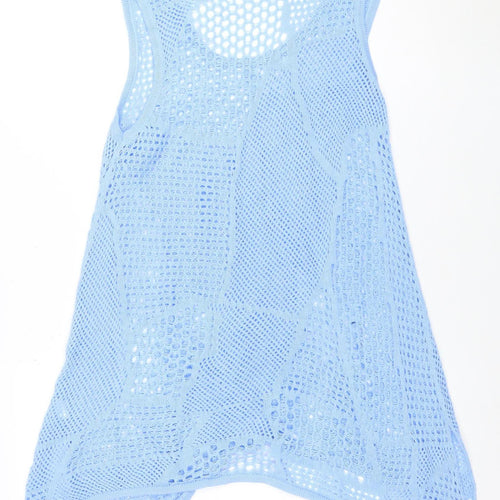 Eight Eight Eight Women’s Blue Open Knit Sleeveless Cotton Tunic Jumper M