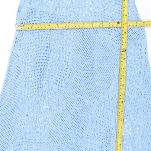 Eight Eight Eight Women’s Blue Open Knit Sleeveless Cotton Tunic Jumper M