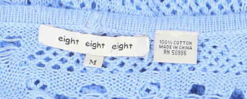 Eight Eight Eight Women’s Blue Open Knit Sleeveless Cotton Tunic Jumper M