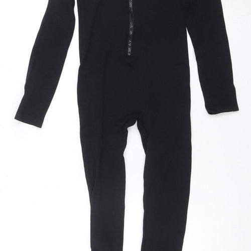 PrettyLittleThing Women Black XS Long Sleeve Zip Catsuit Jumpsuit