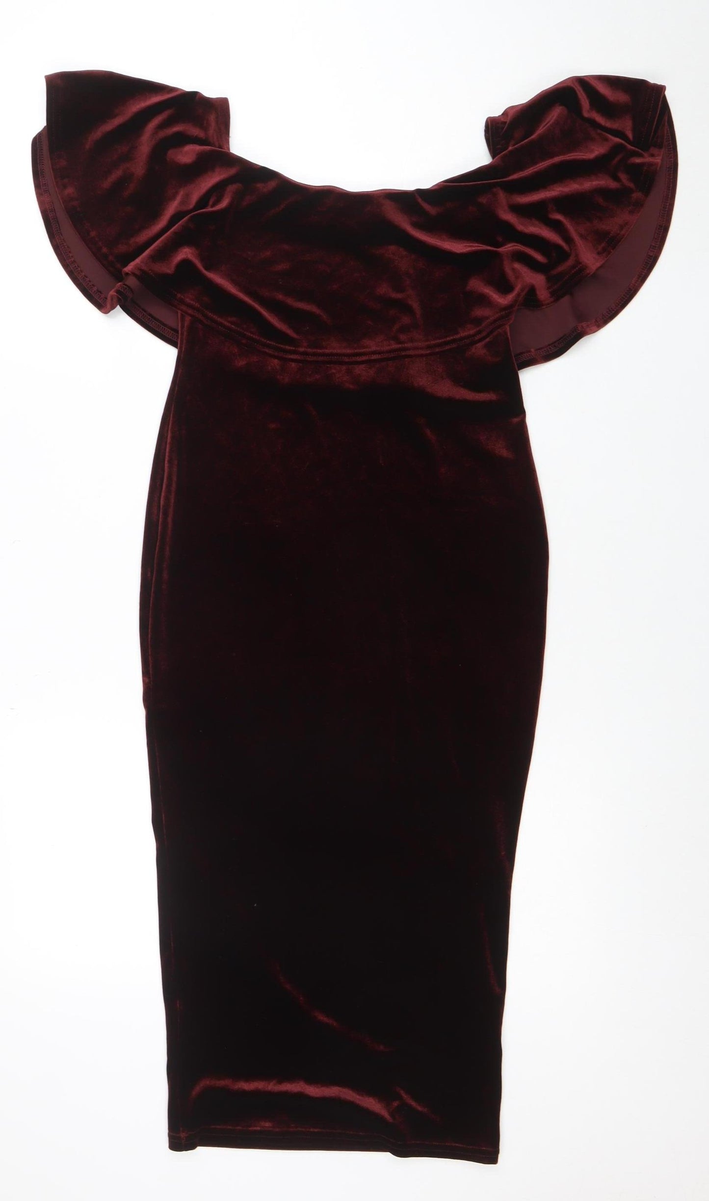 New Look Women's Brown Velvet Off Shoulder Bodycon Dress Size 8