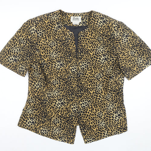 Silks by Joan Leslie Women's Brown Leopard Print Silk Jacket Size 12