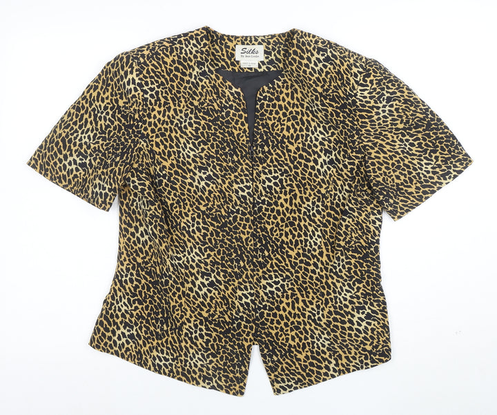 Silks by Joan Leslie Women's Brown Leopard Print Silk Jacket Size 12