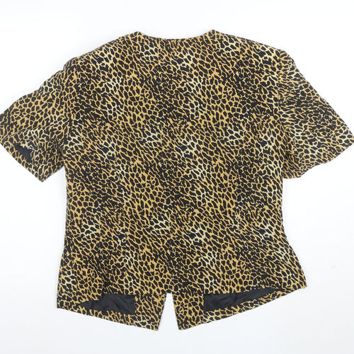 Silks by Joan Leslie Women's Brown Leopard Print Silk Jacket Size 12