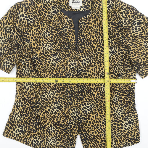 Silks by Joan Leslie Women's Brown Leopard Print Silk Jacket Size 12