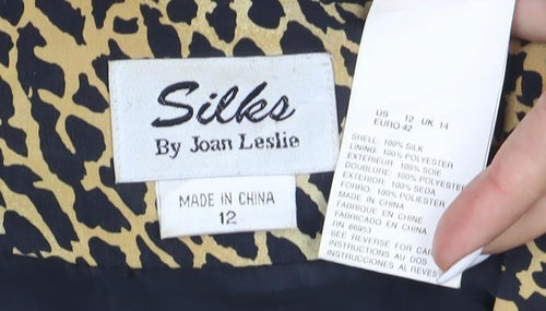 Silks by Joan Leslie Women's Brown Leopard Print Silk Jacket Size 12
