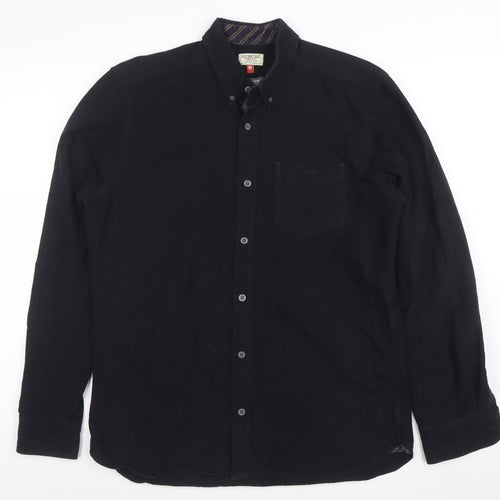 Next Men's Black Long Sleeve Button-Down Cotton Casual Shirt M