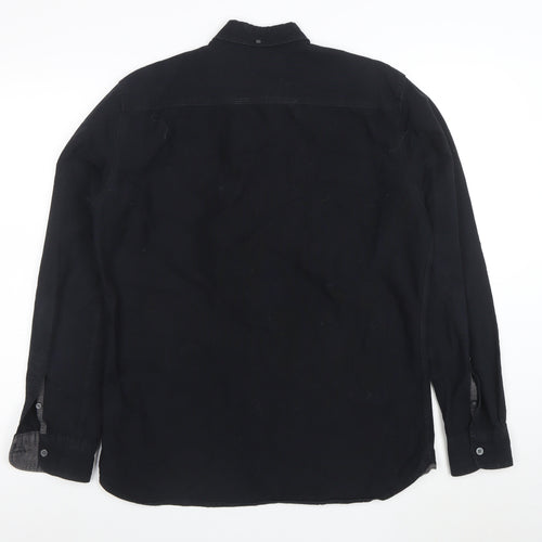 Next Men's Black Long Sleeve Button-Down Cotton Casual Shirt M