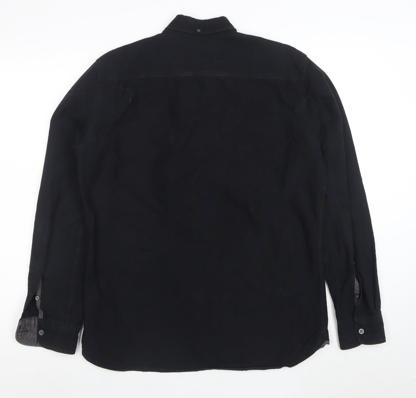 Next Men's Black Long Sleeve Button-Down Cotton Casual Shirt M