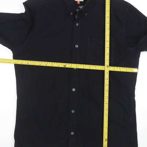 Next Men's Black Long Sleeve Button-Down Cotton Casual Shirt M