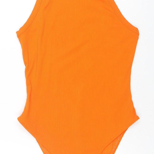 River Island Womens Orange One Shoulder Ribbed Bodysuit Size 12