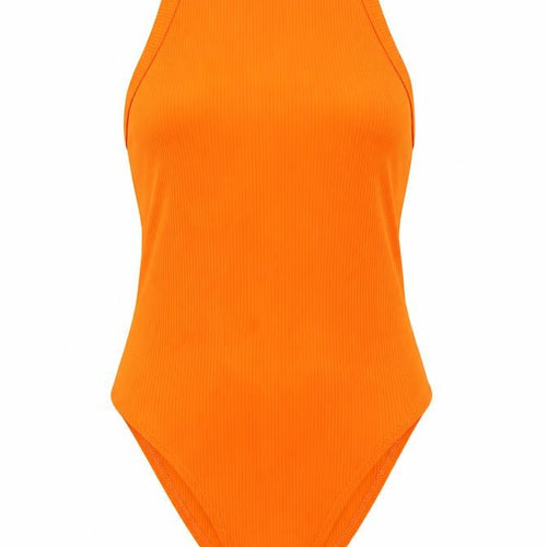 River Island Womens Orange One Shoulder Ribbed Bodysuit Size 12