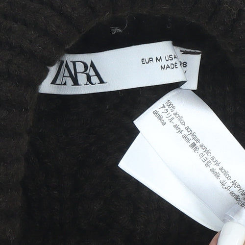 Zara Womens Brown Cable-Knit Sleeveless Roll Neck Jumper Vest Size M