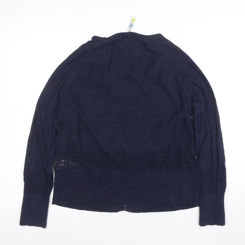 Weird Fish Women's Blue Cotton V-Neck Button Cardigan Size 18