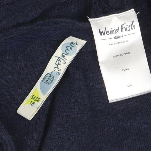 Weird Fish Women's Blue Cotton V-Neck Button Cardigan Size 18