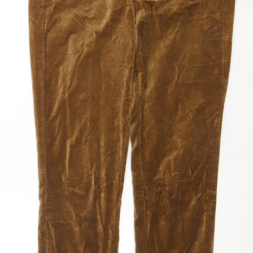 Massimo Dutti Women's Brown Velvet Slim Trousers Size 8