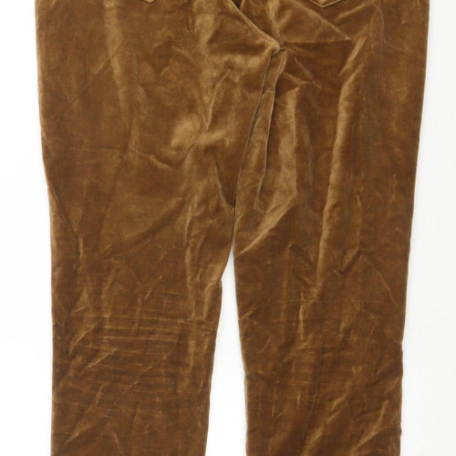 Massimo Dutti Women's Brown Velvet Slim Trousers Size 8