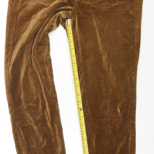 Massimo Dutti Women's Brown Velvet Slim Trousers Size 8