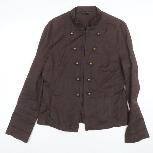 Marks and Spencer Limited Collection Brown Cotton Linen Military Blazer Women Size 14