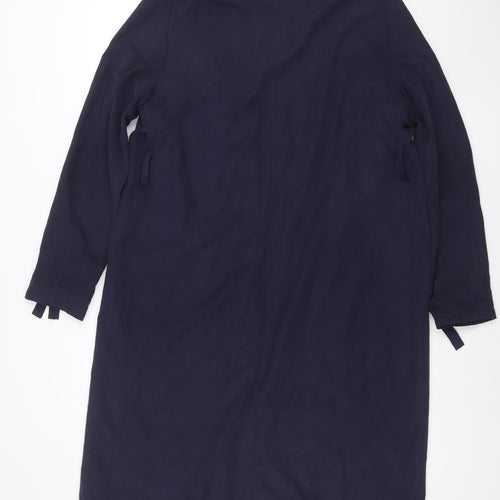 New Look Women Blue Long Trench Coat Size 14 Belted Classic Style