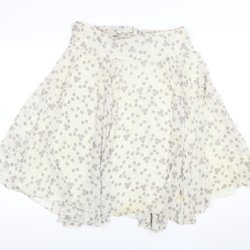 Ted Baker Women Ivory Floral Bow A-Line Silk Skirt Size 10