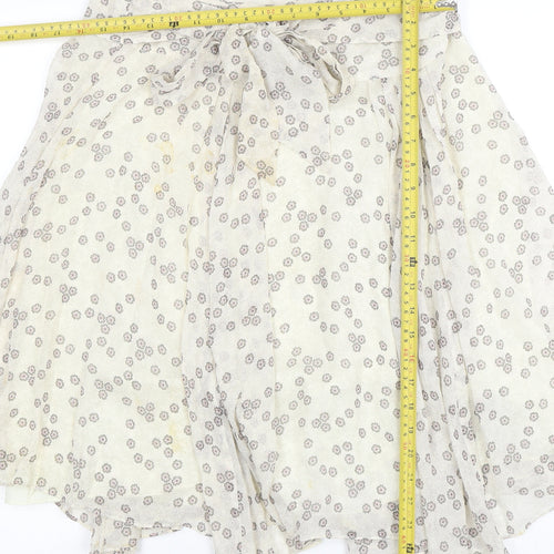 Ted Baker Women Ivory Floral Bow A-Line Silk Skirt Size 10