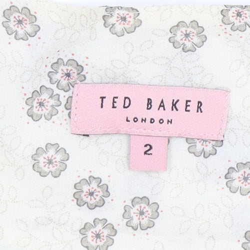 Ted Baker Women Ivory Floral Bow A-Line Silk Skirt Size 10