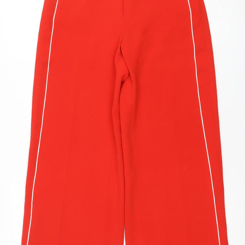 GORGOR Womens Red Wide-Leg Cropped Trousers Size 10
