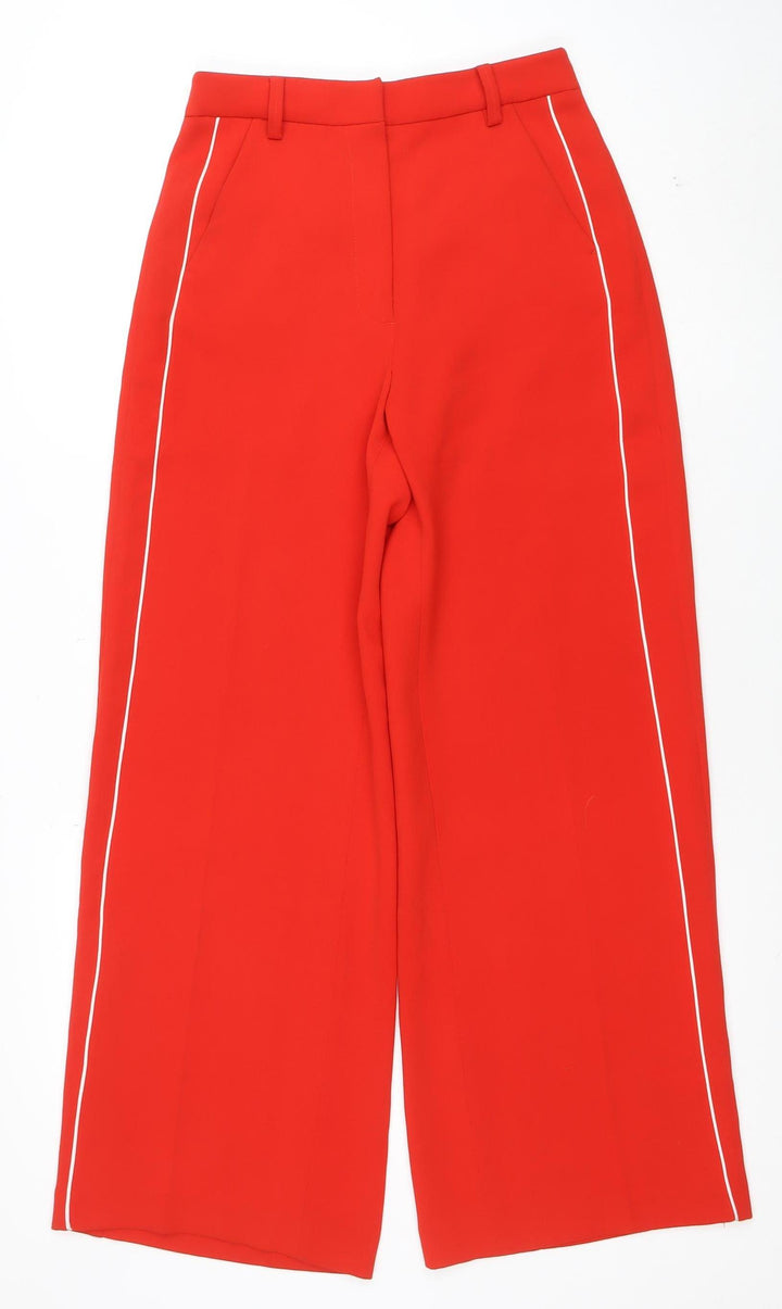 GORGOR Womens Red Wide-Leg Cropped Trousers Size 10