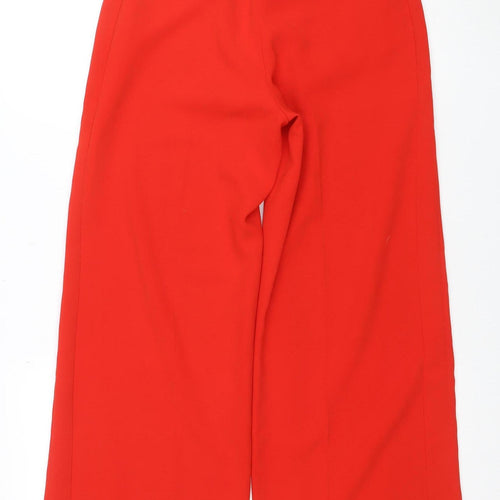 GORGOR Womens Red Wide-Leg Cropped Trousers Size 10