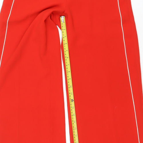 GORGOR Womens Red Wide-Leg Cropped Trousers Size 10