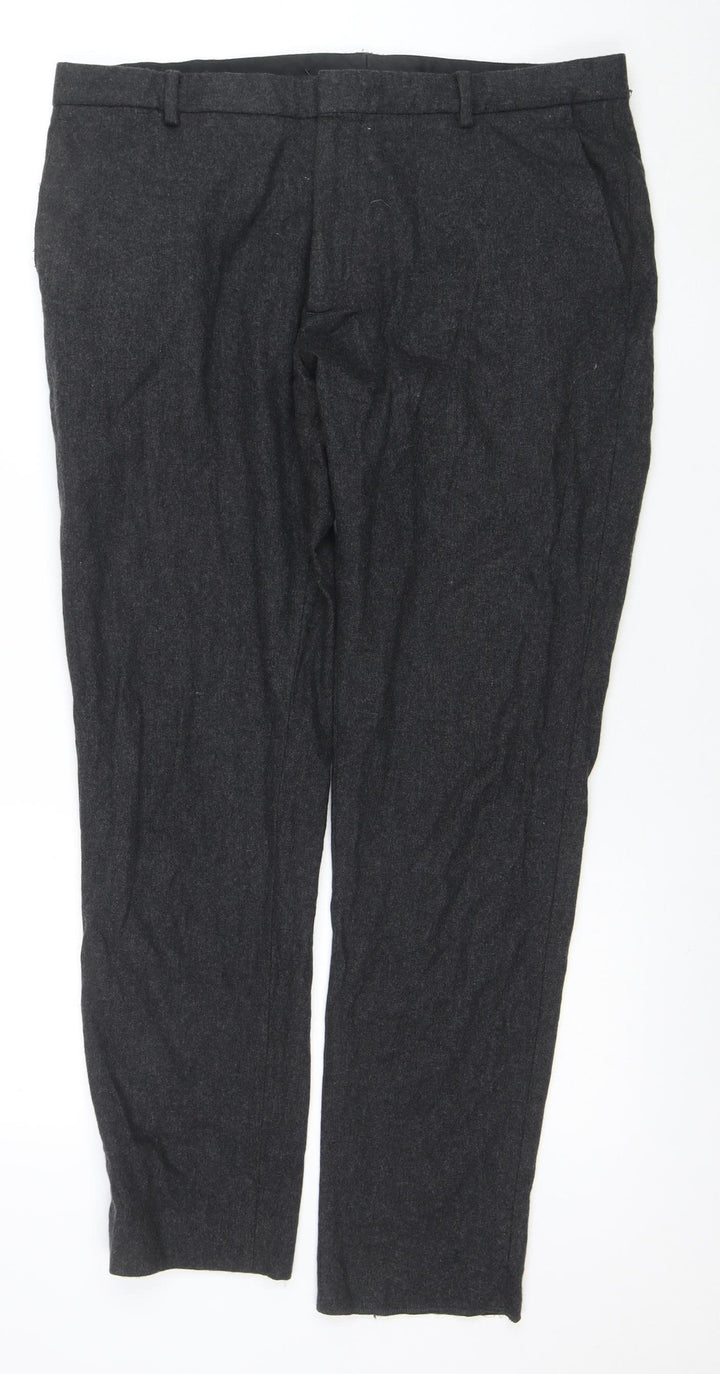 COS Women Grey Wool Blend Trousers Size 16 Workwear Formal