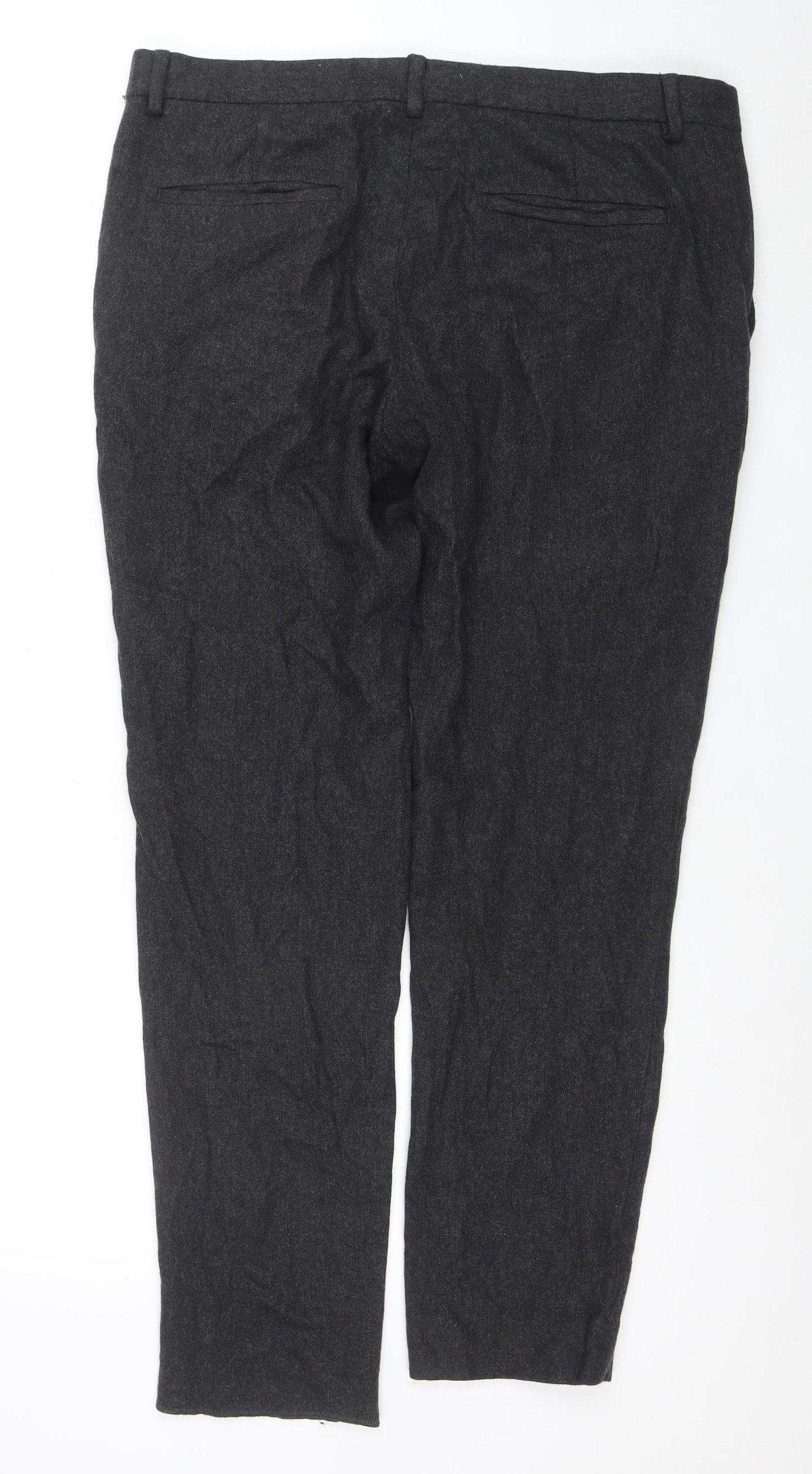 COS Women Grey Wool Blend Trousers Size 16 Workwear Formal