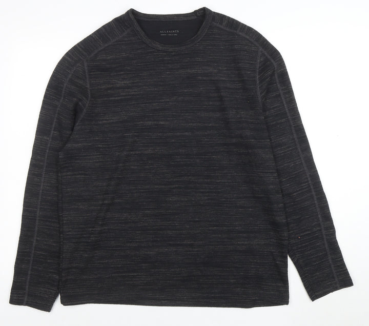 AllSaints Men's Black Medium Crew Neck Long Sleeve Sweatshirt