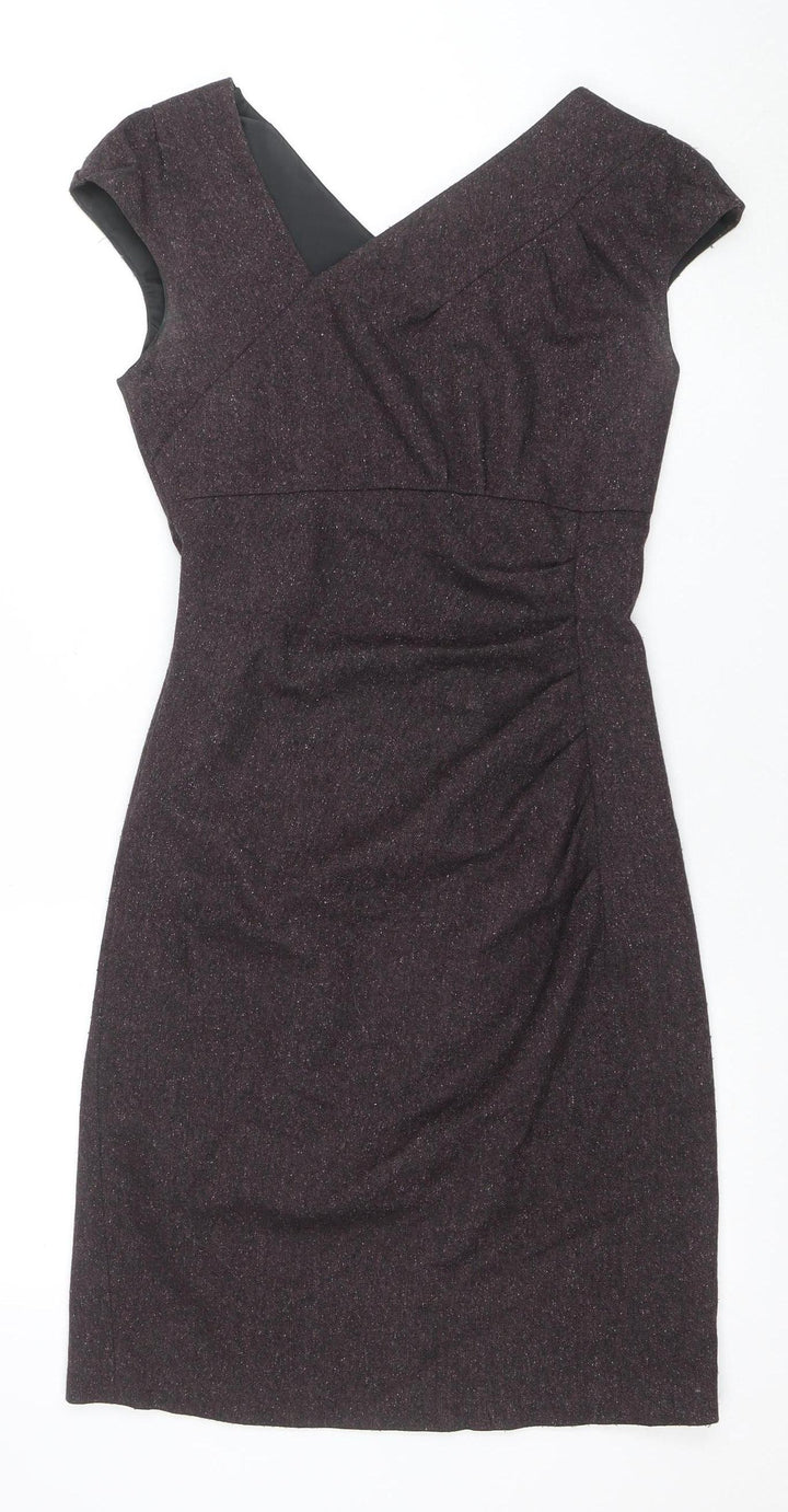 L.K. Bennett Women's Brown Wool Blend Ruched Sheath Dress Size 6