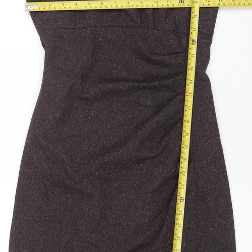 L.K. Bennett Women's Brown Wool Blend Ruched Sheath Dress Size 6