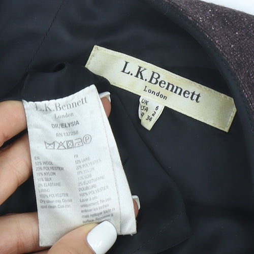 L.K. Bennett Women's Brown Wool Blend Ruched Sheath Dress Size 6