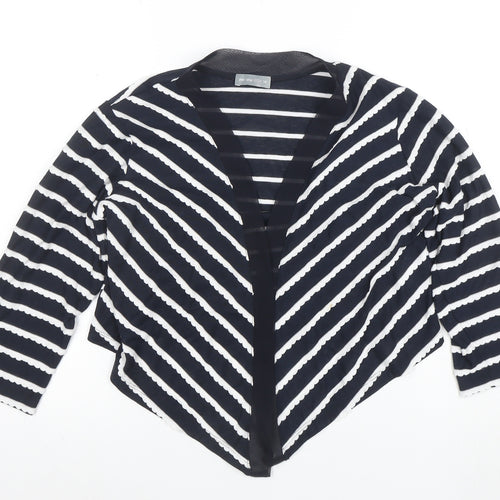 Marks and Spencer Per Una Women's Black Stripe V-Neck Open Cardigan Size 14