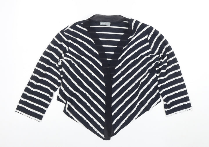 Marks and Spencer Per Una Women's Black Stripe V-Neck Open Cardigan Size 14