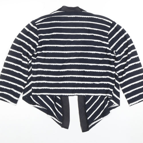 Marks and Spencer Per Una Women's Black Stripe V-Neck Open Cardigan Size 14