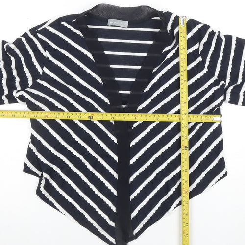Marks and Spencer Per Una Women's Black Stripe V-Neck Open Cardigan Size 14