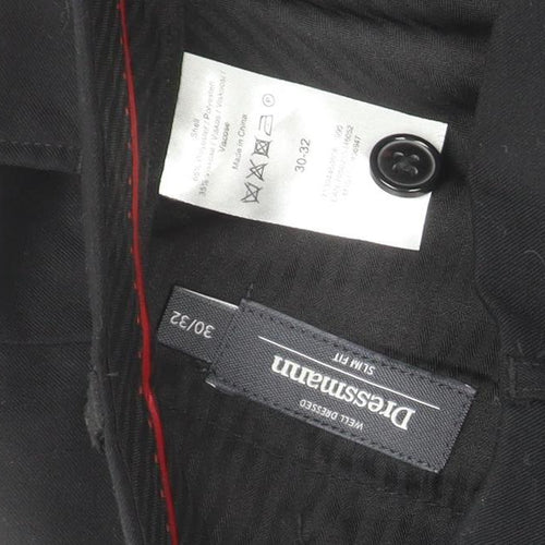 Dressmann Slim Fit Black Dress Pants 30x32 Unisex Adults Trousers