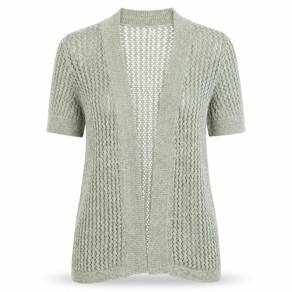 Northern Reflections Women’s Grey Open-Knit Short Sleeve Cardigan S
