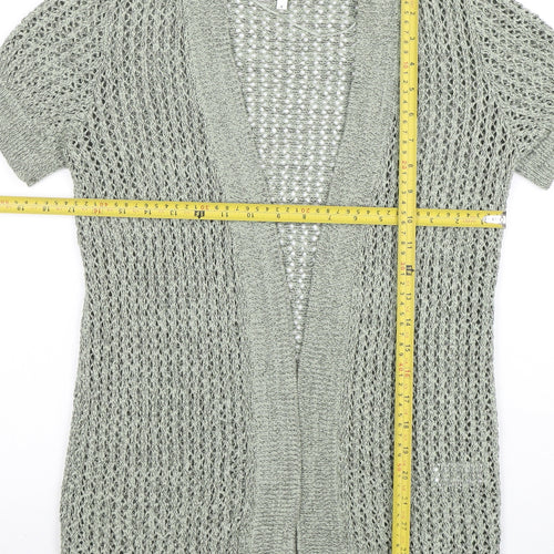 Northern Reflections Women’s Grey Open-Knit Short Sleeve Cardigan S