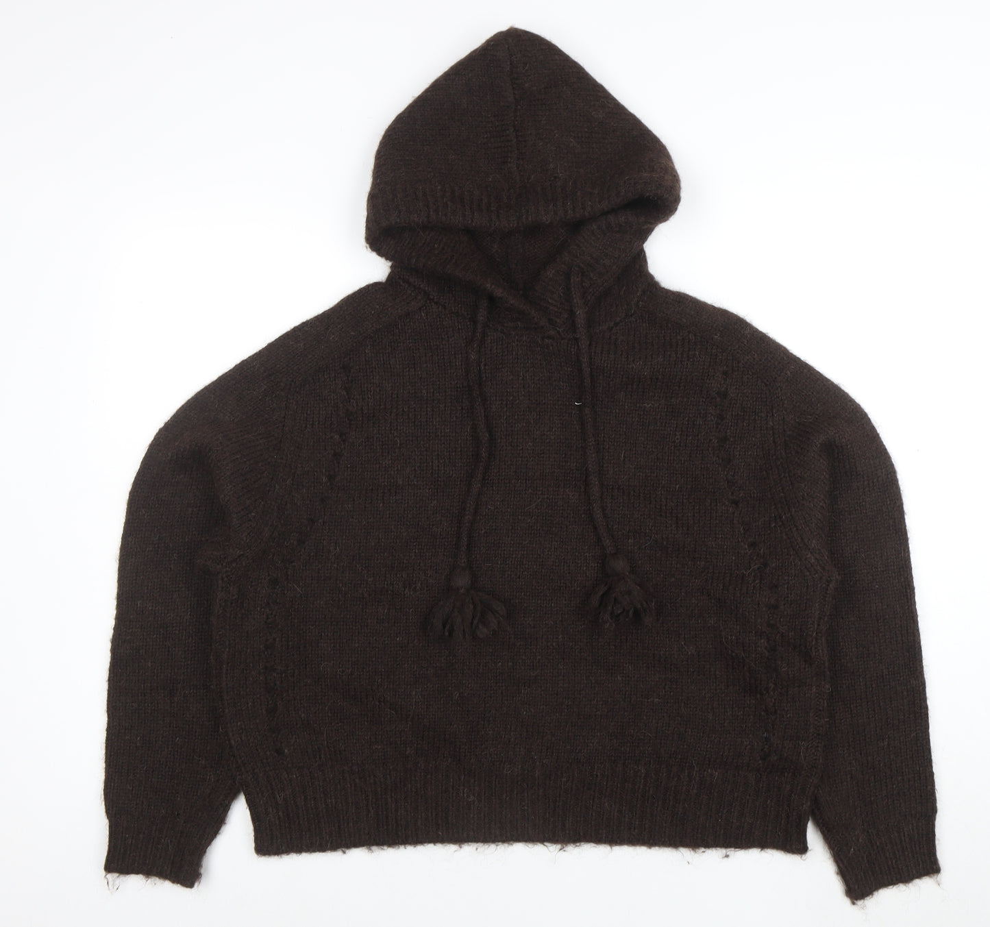 Per Una Women Brown Alpaca Blend Hooded Knit Jumper Size M