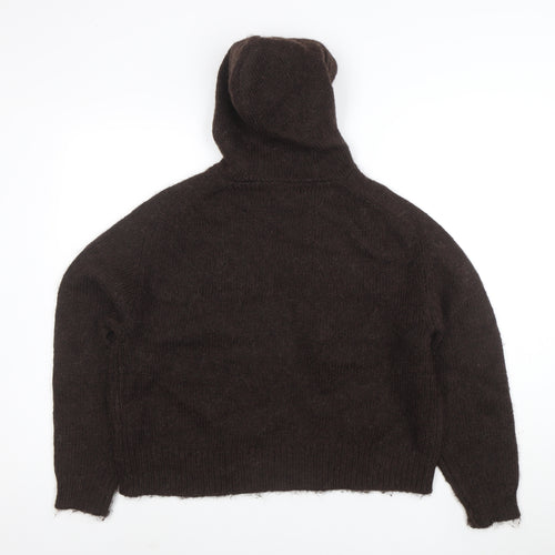 Per Una Women Brown Alpaca Blend Hooded Knit Jumper Size M
